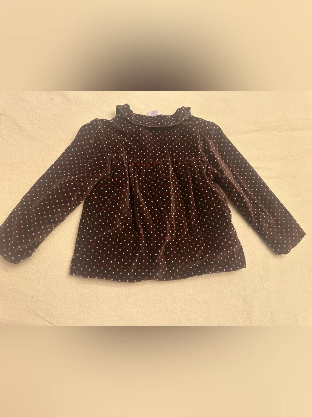 2T-3T Gymboree Brown Pink Polka Dot Velveteen Lined Barn Coat Jacket